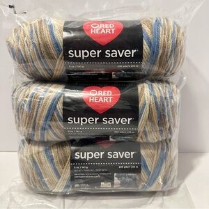 Lot of 3 Red Heart Super Saver Knitting & Crochet Yarn-Mirage 5oz/236yds-Acrylic